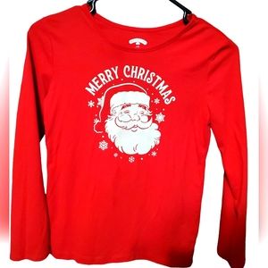 Holiday Time Santa Long Sleeve Blouse Large 10/12